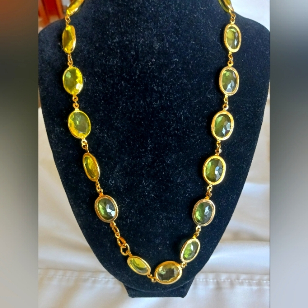 Stunning gold plated chain with light yellow crystals and matching Earrings